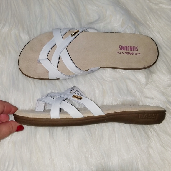 Bass Sunjuns white leather strappy 7.5 M - Picture 3 of 8